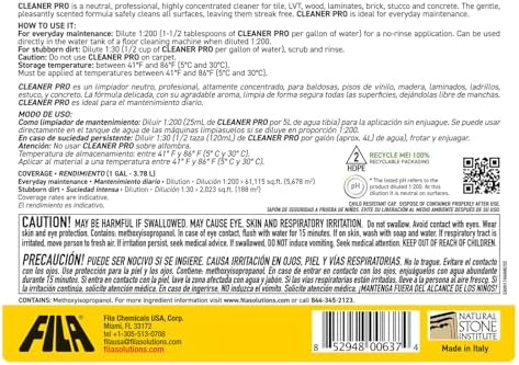FILA Surface Care Solutions, CLEANER PRO, Neutral All Purpose Cleaner, Highly Concentrated - Up to 40 Washes, 1 QT
