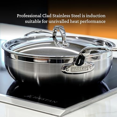 Hestan ProBond Forged - Professional Clad Stainless Steel All-In-One Pan, 5 Quart, with Helper Handle, Induction Compatible