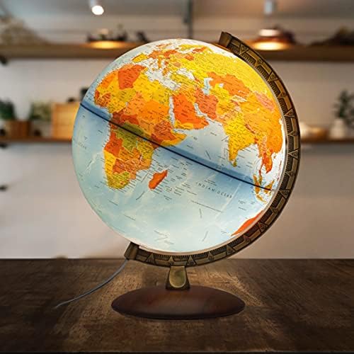 Waypoint Geographic Light Up Globe - Lugano 12” Desk Decorative Illuminated Globe with Stand and Blue Ocean, Up to Date