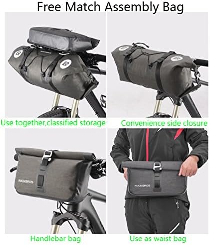 ROCKBROS Waterproof Handlebar Bags 12L-20L Front 2 Dry Packs for MTB Road | 600D TPU Material,Reflective Logo,Suitable for Cycling Traveling Camping
