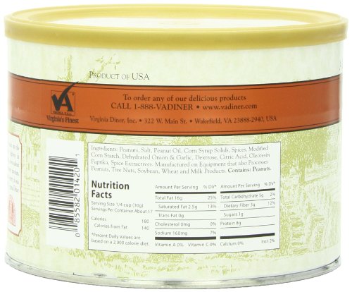 Virginia Diner Zatarain's Spicy Cajun Peanuts - Gourmet Cajun Peanuts Non-GMO, Preservative Free Gifts from Virginia Since 1929-18 Oz Can