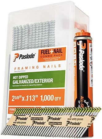 Paslode, Framing Nails and Fuel Pack, 650526, 2 3/8 inch x .113 Gauge, Ring Hot Dipped Galvanized, 1 Fuel Cell and 1,000 Nails
