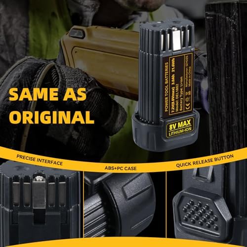 3.0Ah DCB080 Battery Replacement for Dewalt 8V Battery 2Pack | Fits DCF680N1 DW4390 DCF680N2 DCF680G2