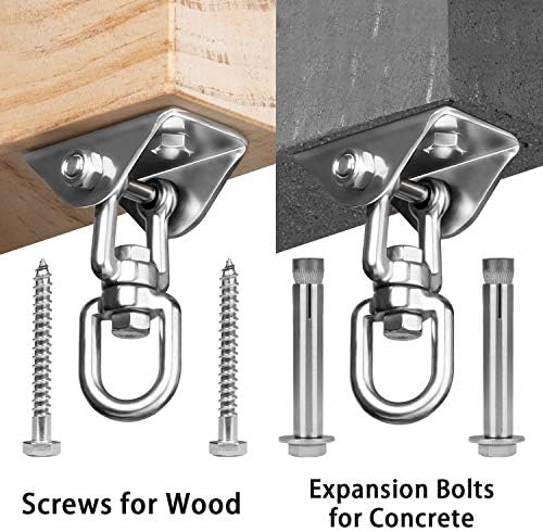 Heavy Duty Swing Hangers for Wooden Sets 2000 LB Capacity Hammock Hanger 360 Swivel Stainless Steel Swing Hardware Accessories 2 Packs for Porch