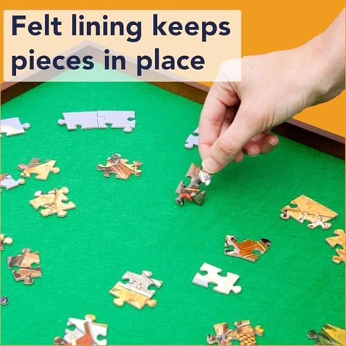 Bits and Pieces Portable Puzzle Board - Compact Folding Puzzle Table with Large Puzzling Area for 1500 Piece Jigsaw Puzzles, Attractive Wood