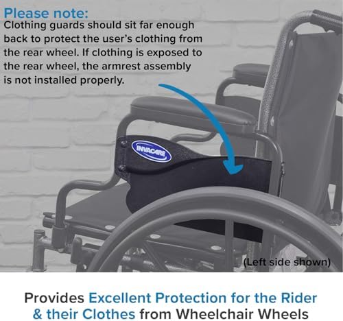 AlveyTech Desk Length Clothing Guard for Invacare Tracer & 9000 Series Wheelchairs (Right) - Replacement Black 11-1/2" x 5" Wheelchair Under Armrest Guard, Side Specific (1110285)