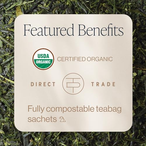 Rishi Tea Sencha Green Japanese Organic Sachet Tea Bags, Caffeinated, 15ct | Classic Japanese Sencha Green Tea, Enjoy Hot or Iced, Sustainable, 15 Servings