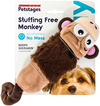 Petstages Stuffing-Free Lil' Squeak Monkey Plush Dog Toy, Small