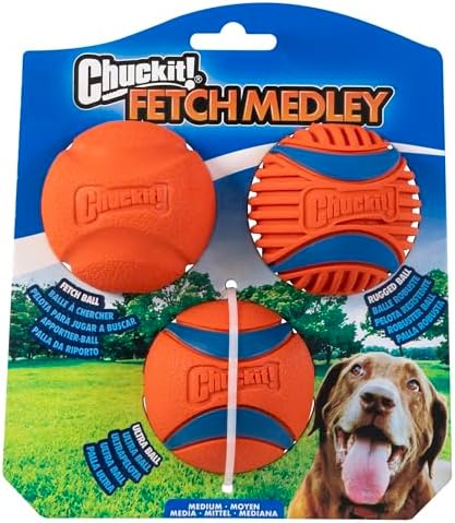 Chuckit! Fetch Pack Dog Balls - Interactive Dog Toys, High-Bounce Fetch Ball, Floating Ultra and Rugged Balls, Durable - Size Small, 2-inch Diameter, Set of 3