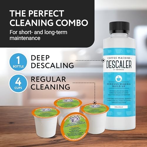 IMPRESA Coffee Machine Descaler (2 Uses Per Bottle) - Made in the USA - Universal Descaling Solution, Compatible with Nespresso, Delonghi and All Single Use Coffee and Espresso Machines