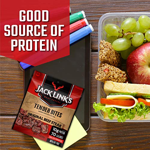 Jack Link's Beef Tender Jerky Tender Bites, Original, 2.85 oz – Flavorful Meat Snack for Lunches, 10g of Protein and 70 Calories