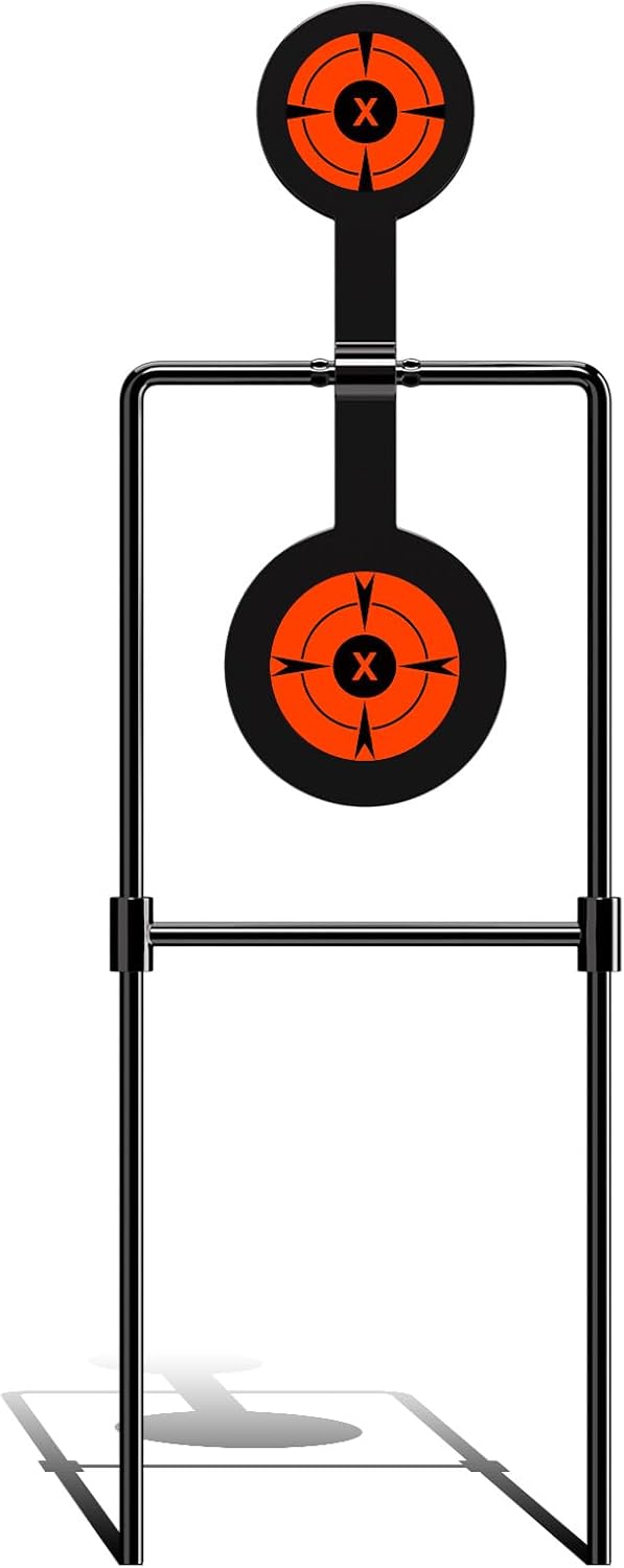 Highwild 3/8 Inch Thick Double Spinner Shooting Targets - Auto Reset Steel Target - for Centerfire Handguns Up to .44 Magnum