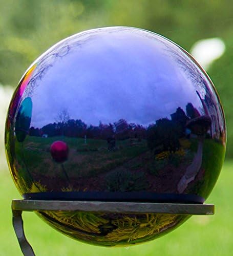 Plow & Hearth 10 Inch Stainless Steel Gazing Ball, Polished Reflective Weather Resistant Garden Globe Mirror Ball Sphere, Garden or Home Decoration