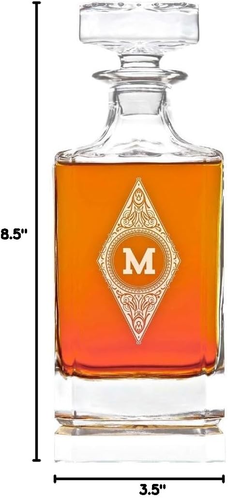 Swanky Badger Personalized Whiskey Decanter, Custom Whisky Decanter, 28 oz, 850ml, 8.5” x 3.5” x 3.5” (Modern)