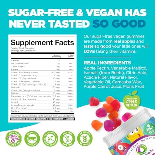 NUTRAMIN Sugar-Free Gummy Multivitamins for Kids, Allergen-Free, 90 Count
