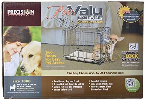 Precision Pet Products Two Door Provalue Wire Dog Crate, 24 Inch, For Pets 15-30 lbs, With 5-Point Locking System