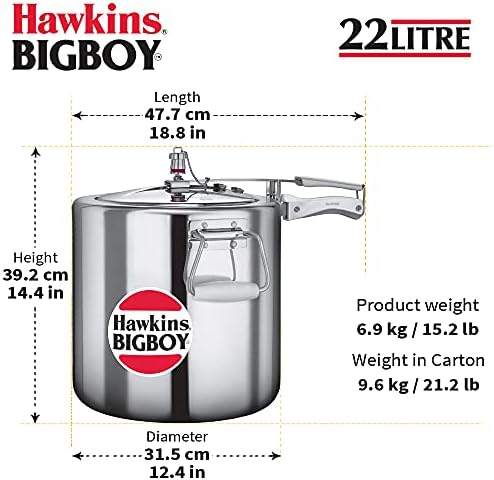 Hawkins Bigboy Aluminum Pressure Cooker, 14 Litres