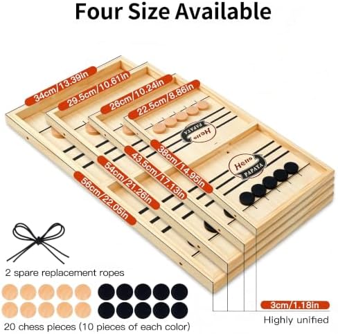 HELLO PAPAYA Fast Sling Puck Game - Test Your Speed and Accuracy with This Fast-Paced Wooden Air Hockey Desktop Battle Board Game - Guaranteed Fun