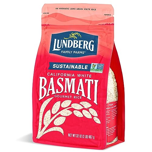 Lundberg Basmati Rice, Long Grain White Rice - Non-Sticky, Fluffy, Nutty, Aromatic Rice, Vegan Food, Healthy Meals