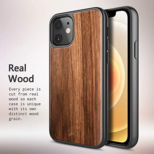 NZND Case for iPhone 12 Mini 5.4 inch (2020 Release), Real Natural Walnut Wood