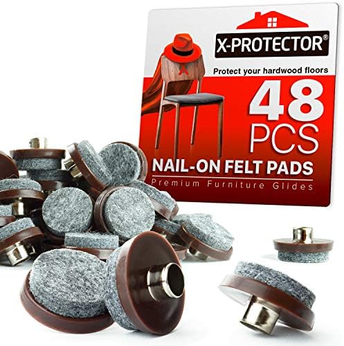 Nail On Felt Pads X-Protector - 48 Felt Furniture Pads –1" Chair Felts Pads