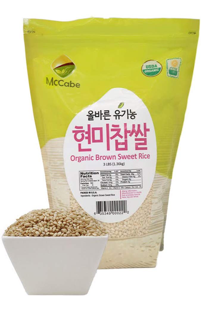 McCabe Organic Sweet Rice - Gluten Free & GMO-Free | Rich in Fibers and Minerals | USDA and CCOF Certified Organic | Product of USA | 3 Lbs