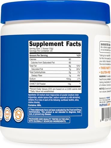 Nutricost C8 MCT Oil Powder 1LB (16.2oz) - 95% C8 MCT Oil Powder