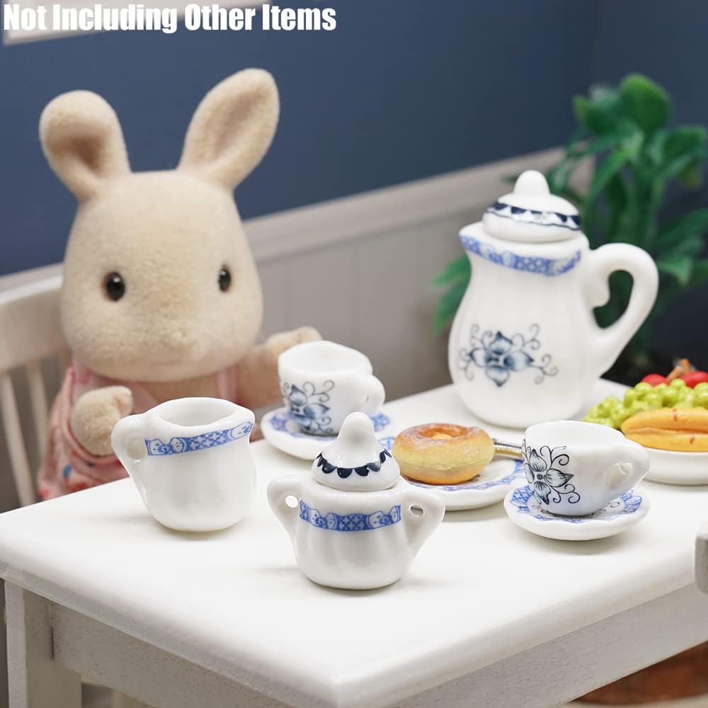 Odoria 1/12 Miniature Porcelain Tea Set 15Pcs Dollhouse Decoration Accessories, Grapes