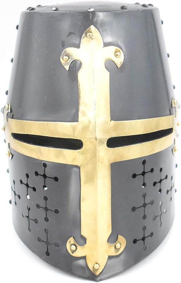 Medieval Warrior Templar Crusader Knights Helmet Wearable for Adult Medieval Costumes