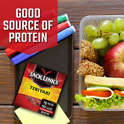 Jack Link's Teriyaki Beef Jerky Multipack - (5 Pack) 0.625 oz Bags - Ready to Eat Real Meat Protein Snacks - 7g Protein per Serving - Made with 100% Real Beef | Bags - Ready to Eat Real Meat Protein Snacks - 7g Protein per Serving - Made with 100% Real B…