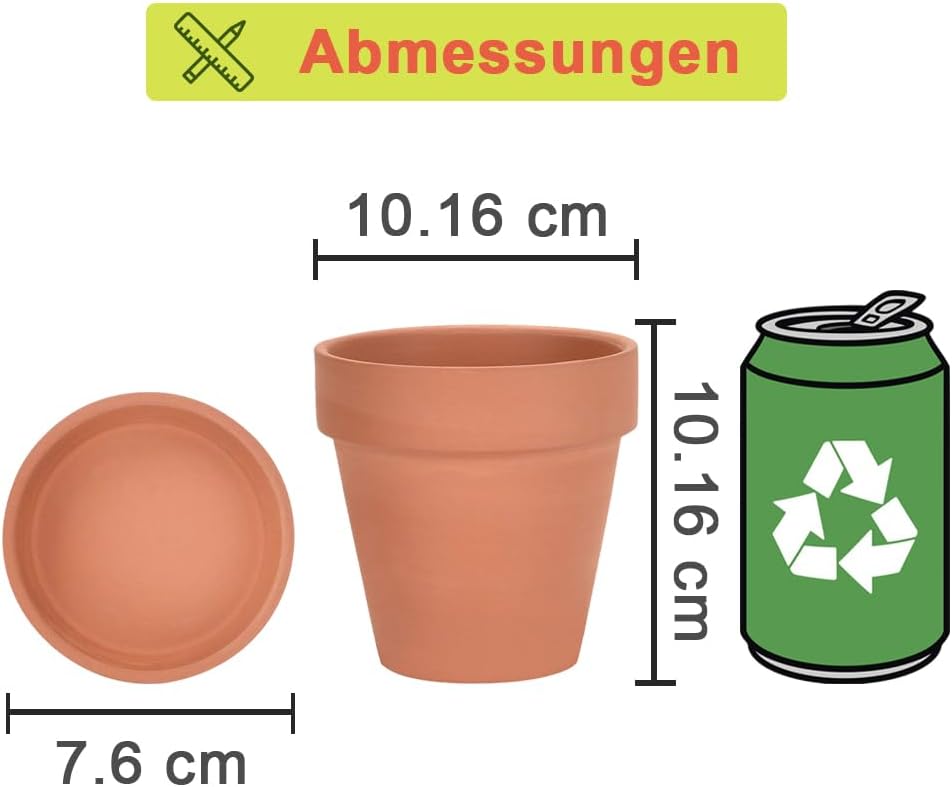 vensovo 4 Inch Terracotta Plant Pots with Saucer - 6 Pack Clay Flower Pots with Drainage, Great for Plants, Crafts, Wedding Favor