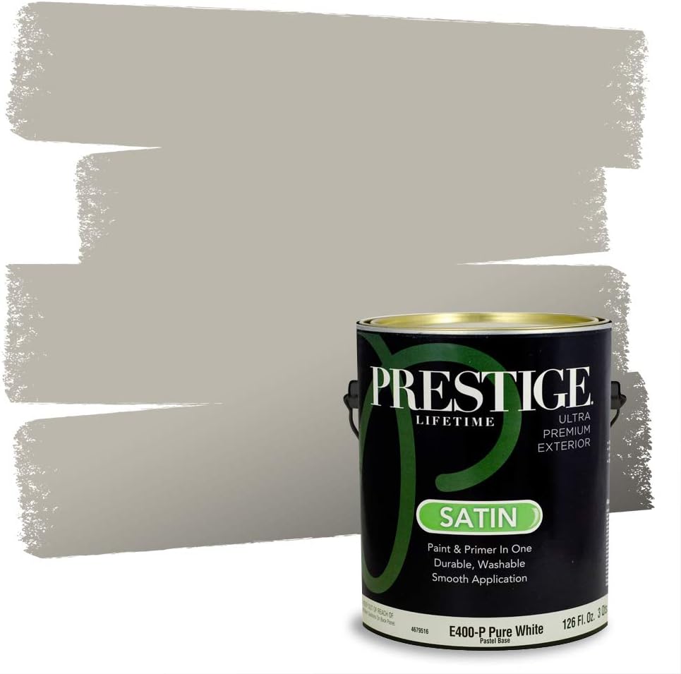 PRESTIGE Paints Exterior Paint and Primer In One, 1-Gallon, Satin, Comparable Match of Sherwin Williams* Black Magic*
