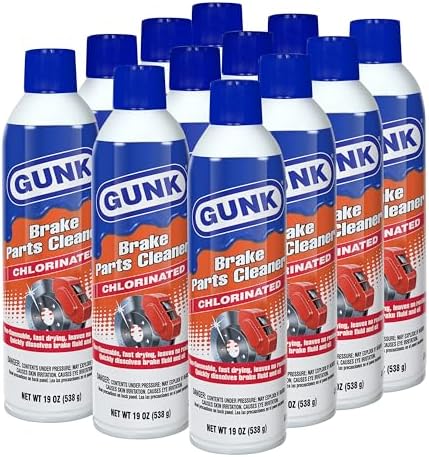 GUNK Brake Parts Cleaner – Non-Flammable Brake Cleaner Spray Can – Fast-Drying Formula for Pads, Rotors & Calipers, Removes Dust, Grease & Oil, Leaves No Residue – 19 oz (Case of 12)
