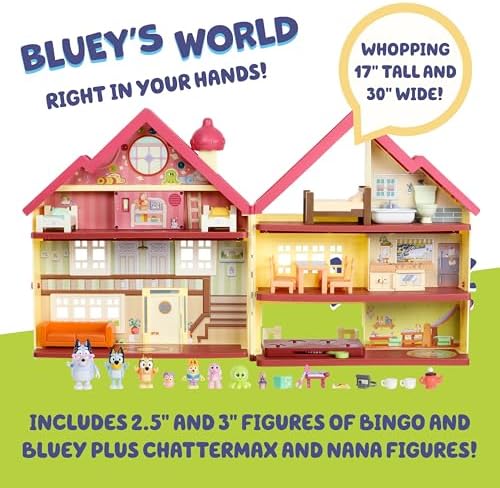 Bluey Toy House Mega Bundle, Family Home & BBQ Playhouse, Ages 3-5
