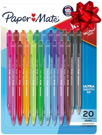 Paper Mate InkJoy 100RT Retractable Ballpoint Pens, Medium Point (1.0mm), 20 Count - Teacher Essentials, Colorful Office Supplies, Note-Taking, Back to School
