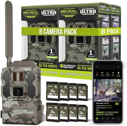 TACTACAM Reveal Ultra Cellular Trail Camera – 4K Photo, 1080P Video, Live Streaming, GPS, Low-Glow/No-Glow Flash