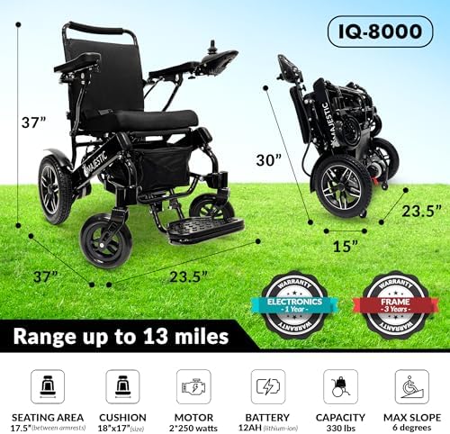 Majestic Electric Wheelchairs for Adults, Lightweight Foldable Electric Wheelchair, Motorized Wheel Chair for Seniors