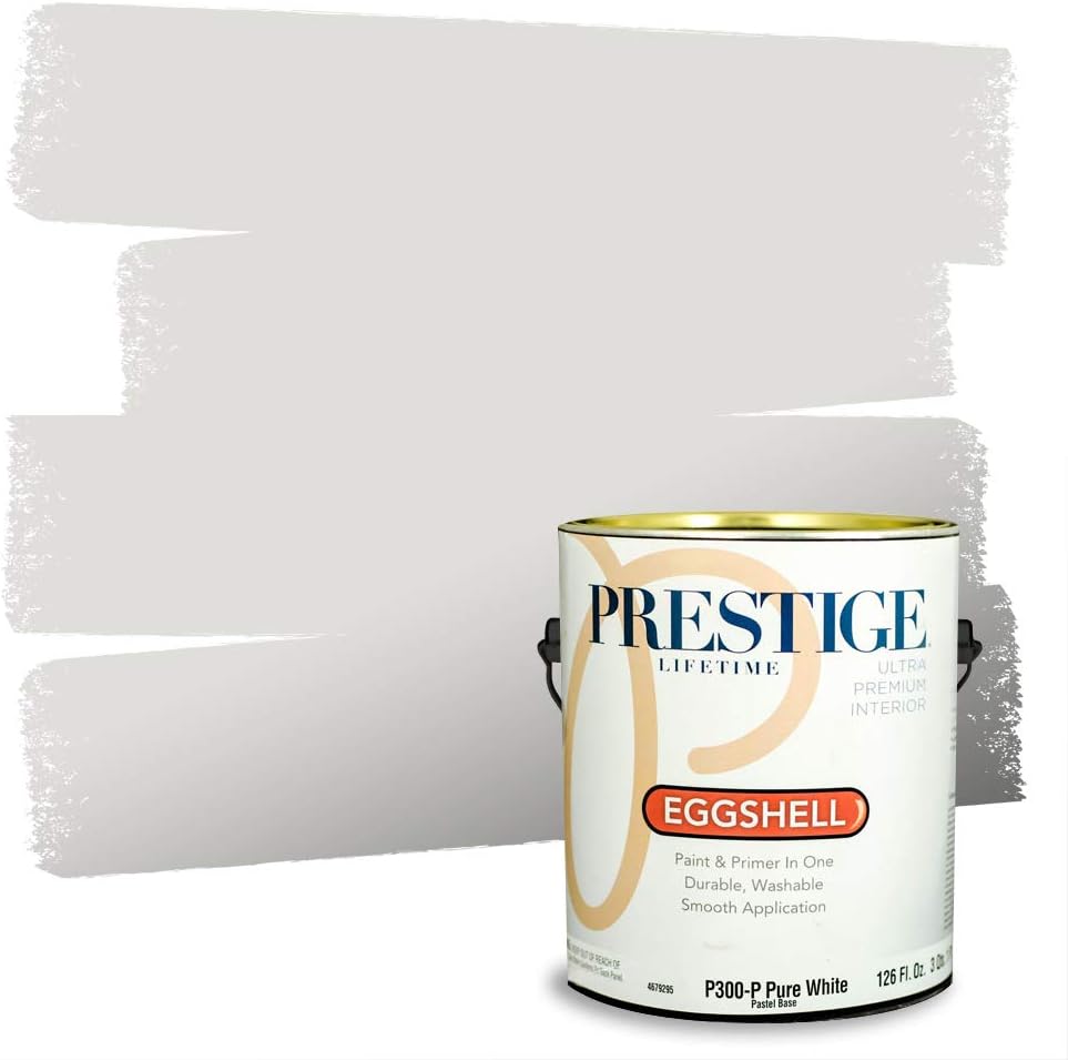 PRESTIGE Paints Exterior Paint and Primer In One, 1-Gallon, Semi-Gloss, Comparable Match of Sherwin Williams* Pure White*