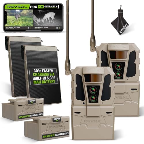 TACTACAM Reveal Pro 4.0 Cellular Trail Camera + FlexPack & Solar R5 (2PK) | Power Bundle – Night Vision, Waterproof, Dual Sensors, 4K