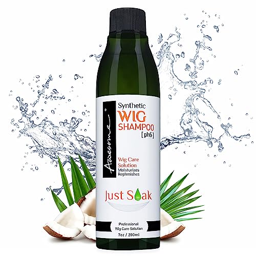 Awesome Human Hair Wig Shampoo, pH5, Wig Care Solution, Adds Body & Volume, Promotes Silkiness and Shine, Detangle Wig & Easy Combing, Provides Freshness Feeling (7 fl oz) | pH5 human hair formula lifts buildup with no scrubbing, curl pattern stays set