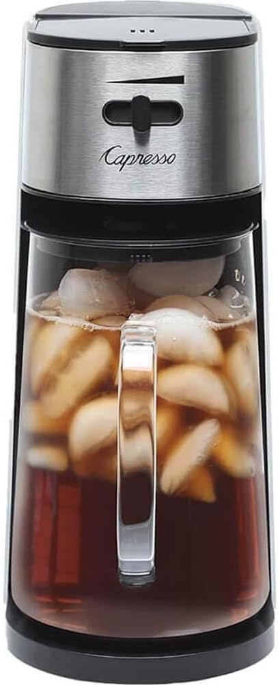 Capresso Stainless Steel Iced Tea Maker Glass Pitcher One Button Operation