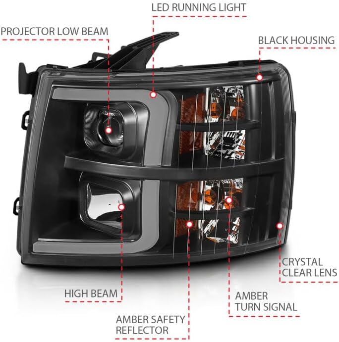 ANZO USA 111480 Projector Headlamps Fits Chevrolet Silverado 1500