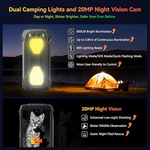 Blackview BV7300 Rugged Phone, 15000mAh/45W, Dual 800LM Camping Light, Night Vision Camera, 18GB+256GB/2TB Rugged Smartphone Unlocked Gemini AI
