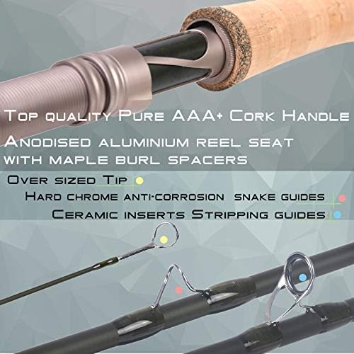 M MAXIMUMCATCH Aspire - Fly Fishing Rod 40T Carbon Fiber, Anodized Reel Seat, 9FT 4-Piece, 5/6/8 wt