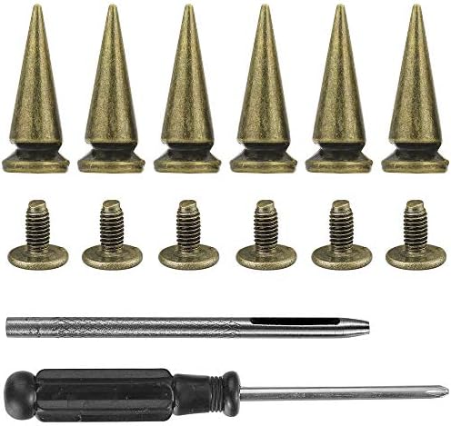 YORANYO 20 Sets 25MM Silver Color Metallic Spikes and Studs 1" Metal Bullet Cone Spikes Screw Back Large Punk Studs and Spikes for Clothing Shoes