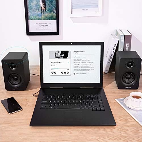 Sanyun SW208 3" Active Bluetooth 5.0 Bookshelf Speakers, Built-in 24bit DAC