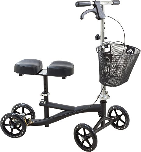 Roscoe Medical Knee Scooter for Adults for Foot Surgery, Foldable & Adjustable Knee Walker for Broken Foot & Leg Injuries, Crutch Alternative, Knee Rover, Dual Pad, (Up to 350lbs, 8' Wheels), Black