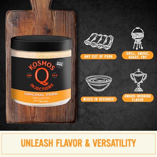 Kosmos Q Reserve Blend Brisket Injection, Premium Beef BBQ Marinade for Tender & Juicy Brisket, Phosphate-Enhanced for Moisture Retention, Competition-Grade Seasoning, Gluten Free, 16 Oz Jar