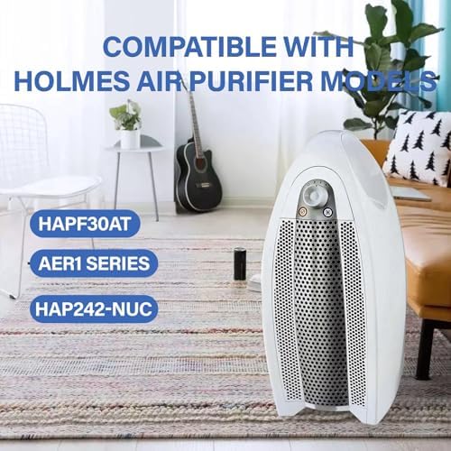Aer1 Filter Replacement for Holmes AER1 Air Purifiers, 4 True Air Filters + 8 Carbon Booster Filters for Replacement Parts # HAPF300AH-U4R, HAP242-NUC