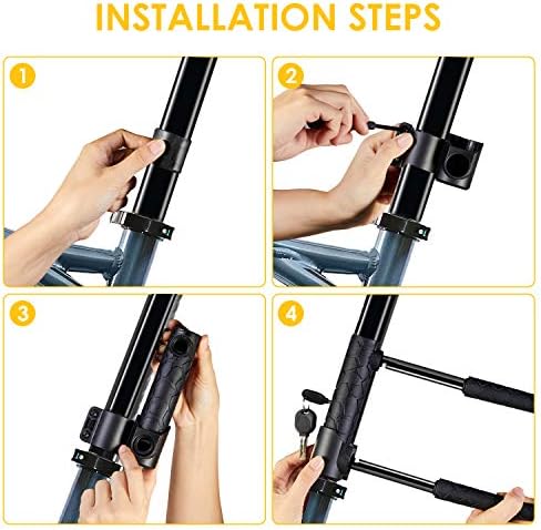 Bike Lock Heavy Duty Anti Theft, Long Shackle Bike U Lock with Keys, 4FT Security Cable and Mounting Bracket for Bicycle, Ebike, Scooter